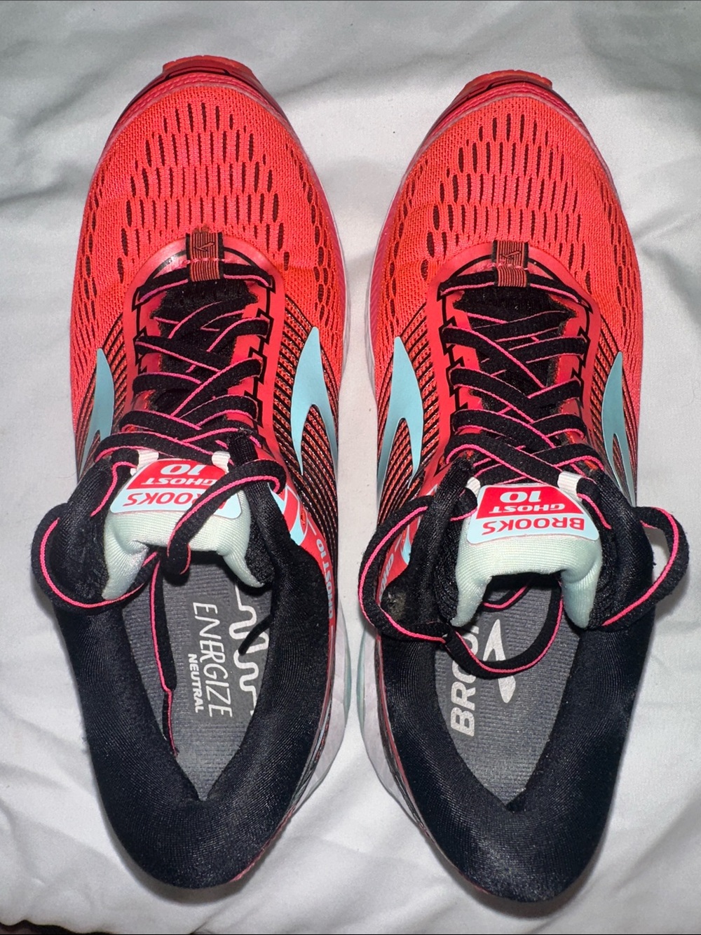 Brooks Ghost 10 Women’s Running Shoes Size 7.5 Pink Coral Blue - Picture 5 of 8